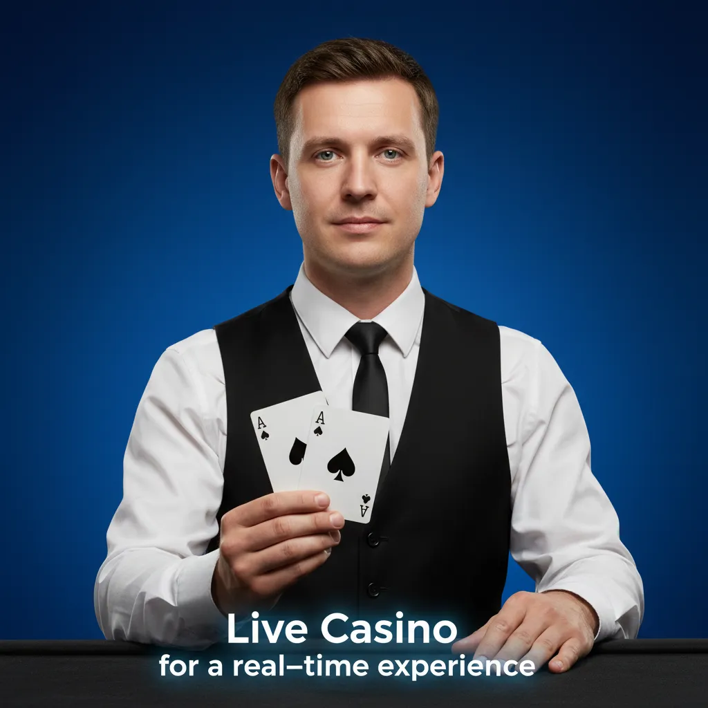 Live casino interface with streaming dealers for Roulette, Blackjack, Baccarat, Poker, and game shows; choose table limits.