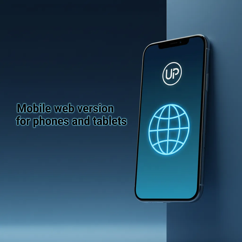 Mobile website on phone and tablet showing browser-based casino, payments, KYC tools, no download, works on iOS and Android.