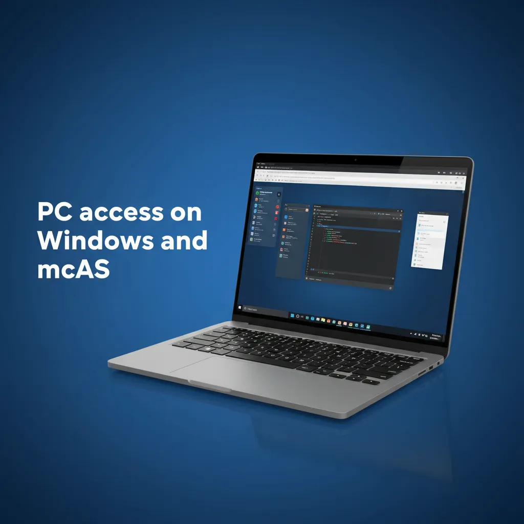 PC access on Windows and macOS via Chrome, Safari, Edge, and Firefox; no desktop client required.