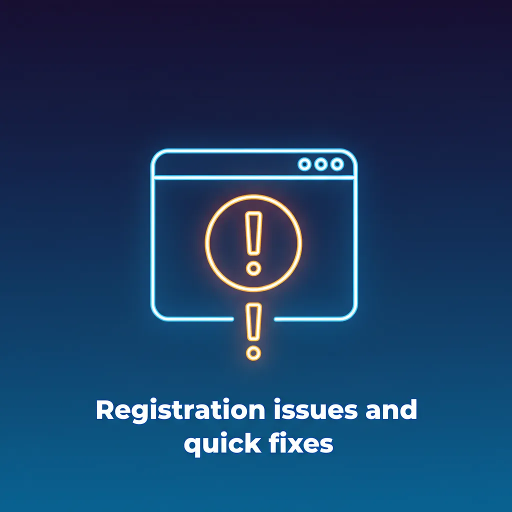 Quick fixes for registration issues: ID photo, address, code not received, account exists, payment name mismatch.