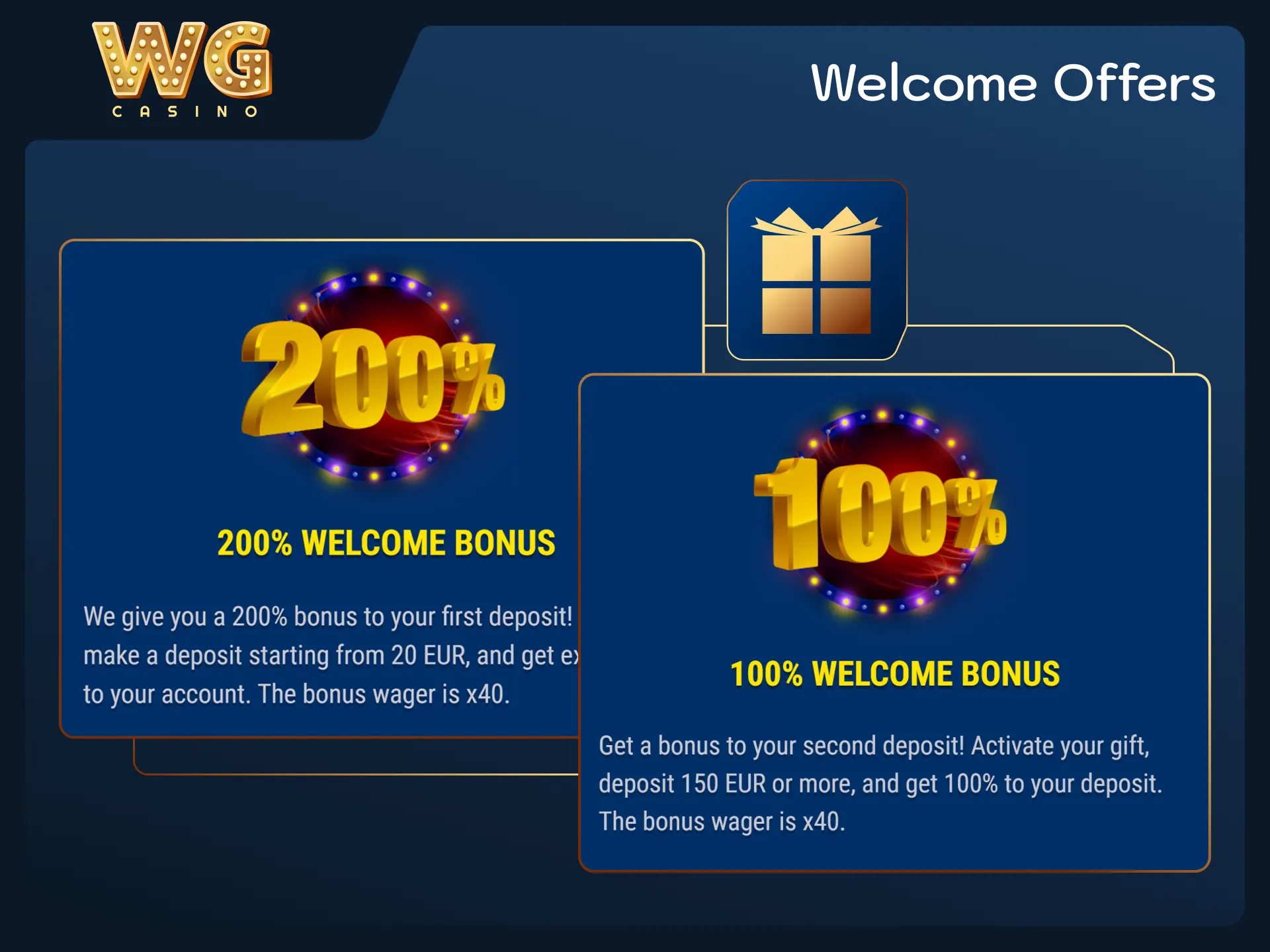 Claim exciting signup bonuses using the WG casino app.