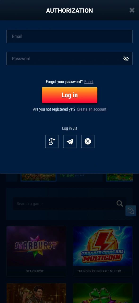 Open the sign-in portal to enter your personal WG casino profile.