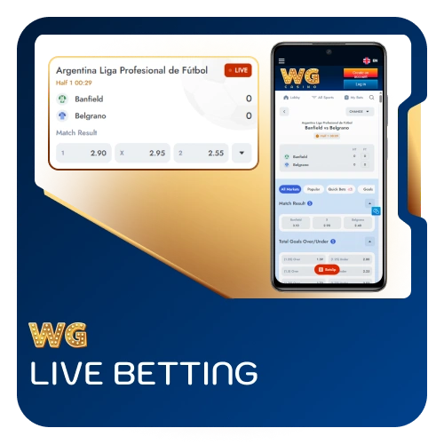 Place real-time bets during live sports matches on WG casino.