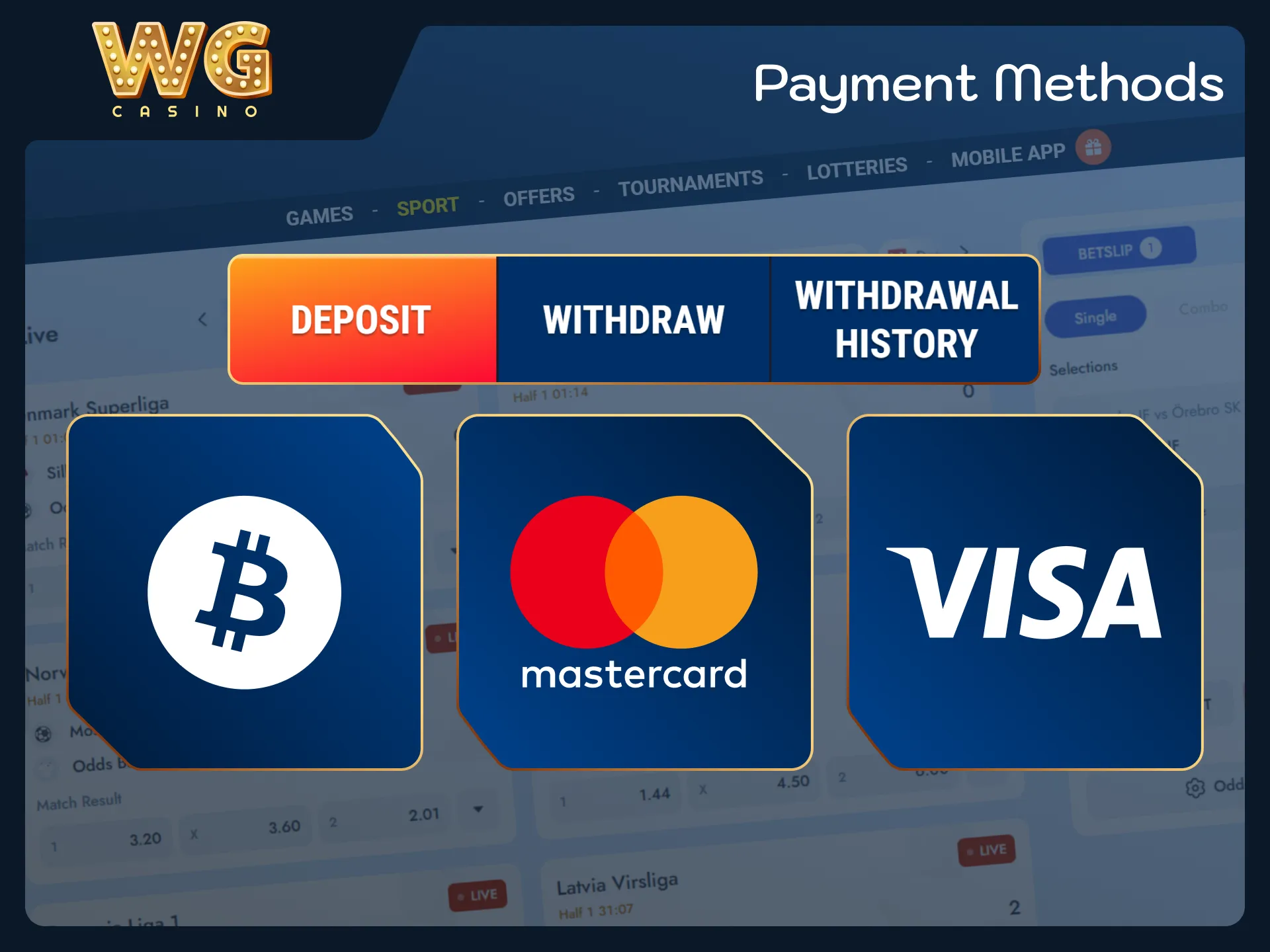 Select trusted UK banking options for instant deposits at WG casino.