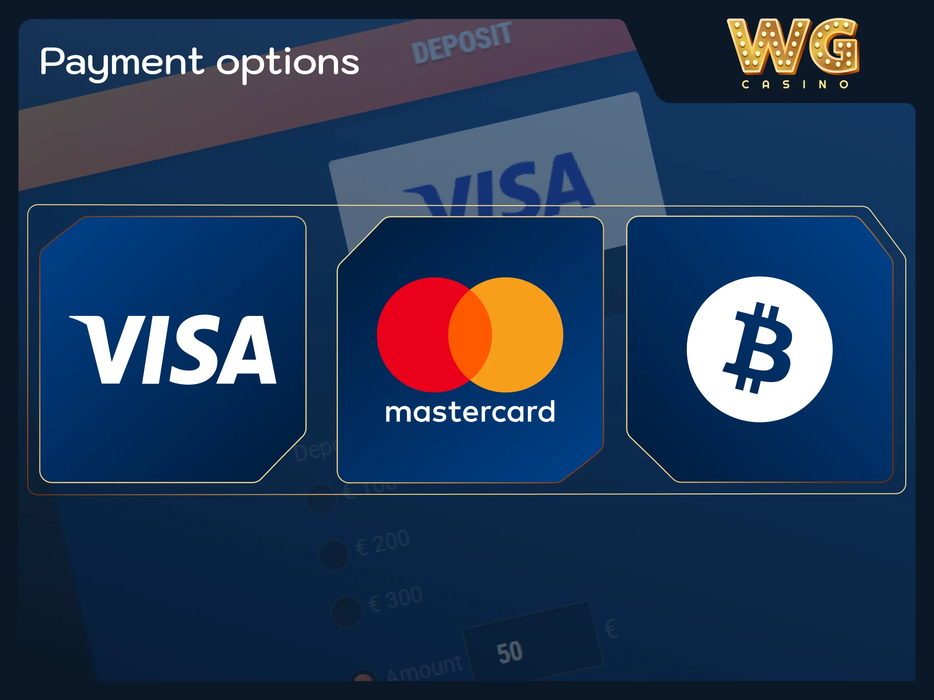 Deposit funds securely using convenient banking methods on WG casino.