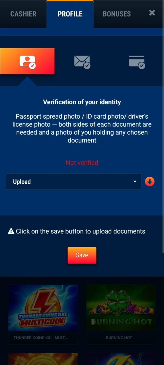 Pass identity verification to approve your payout from WG casino.