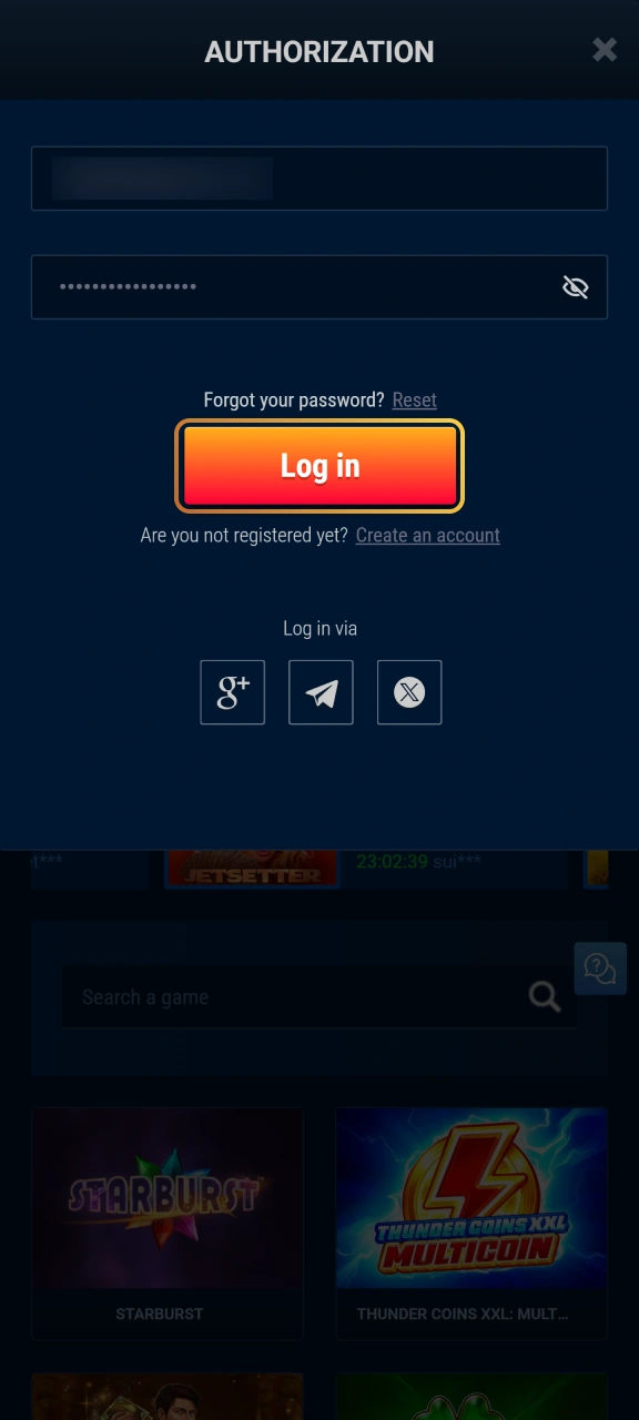 Pass two-factor security checks to safely enter WG casino.